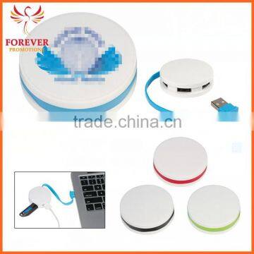 2015 Promotional 4 Port Round White USB 2.0 Man Hub