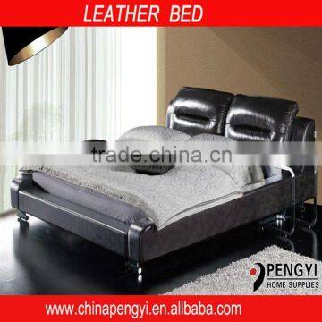 black leather bed PY-331