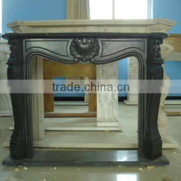 black stone fireplace mantel