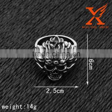 In Stock Hot Sale Stainless Steel Expendable Skull Charm Retaining Indian Rings for Men photo-2