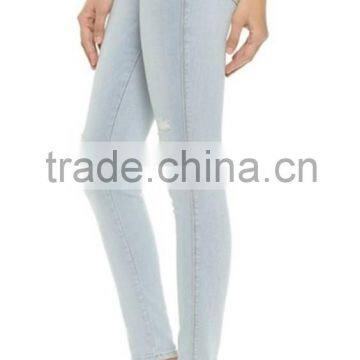 High Quality Cotton Spandex Ladies High Waist Denim Jeans photo-3