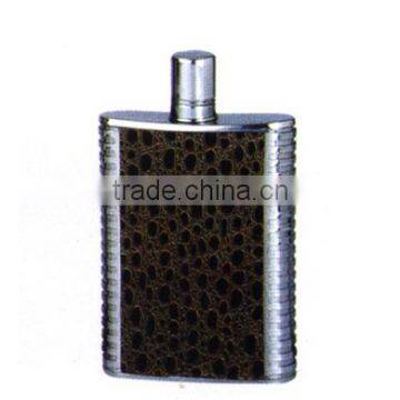 High Quality 5oz S/s 18/8 Duplex Series Hip Flask With Leather Covered photo-5