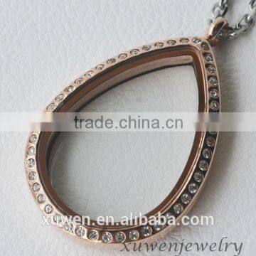 AAA Czech Crystal Rose Gold Plated Stainless Steel Designer Locket