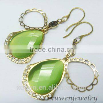 women stainless steel colored stone earrings                        
                                                                                Supplier's Choice