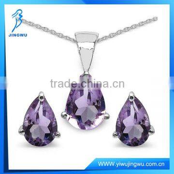 Hot Amethyst Shape 925 Sterling Silver Pear Shape Pendant Set