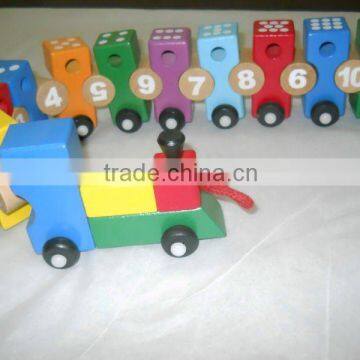 wood number train toys for children