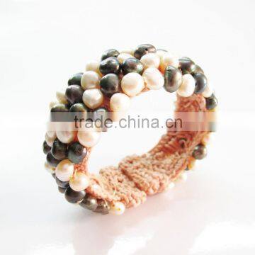 Small size of Pearl with Stone Wax Bangle, Wax thread Bangle, Bracelet