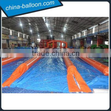 inflatable slip n slide / PVC tarpaulin good quality orange inflatable slide the city with blowers