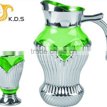 glass jug water set drinking set with silver design