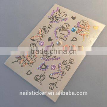 Custom New Fashion Rhinestone Metallic Tattoo Crystal Gold Foil Tattoo Stickers photo-5