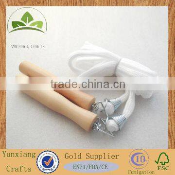 Jump rope with wooden handle