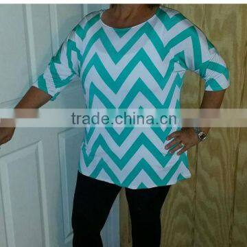 2014 Summer Plus size Double Take Mint Chevron Top L1620