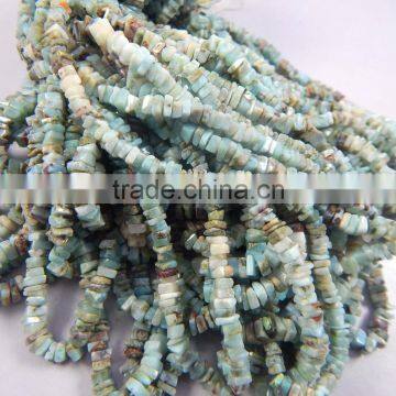 Natural Larimar Heishi beads, Blue larimar beads