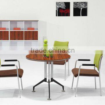 SUNRISE-B021 2012 Hot-sale Modern wood round chatting table with steel leg furniture guangzhou manufactuer