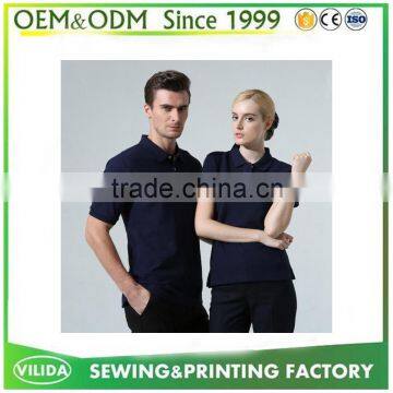 China Factory 200 Gsm Collar Black Lycra Couple Polo Shirt Uniform in Guangzhou