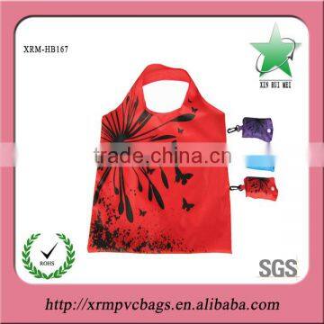 190T nylon folding shopping bag with pouch