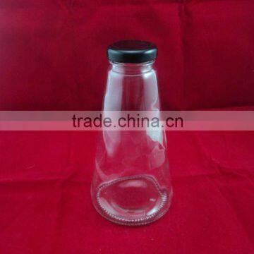 cone shape glass beverage bottle 380ml