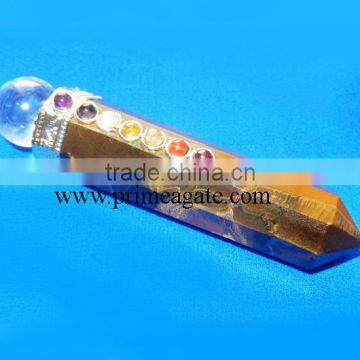 Tiger Eye Chakra Obelisk From Prime Agate Exports | Seven Chakra Crystal Healing Stick for Metaphysical healing