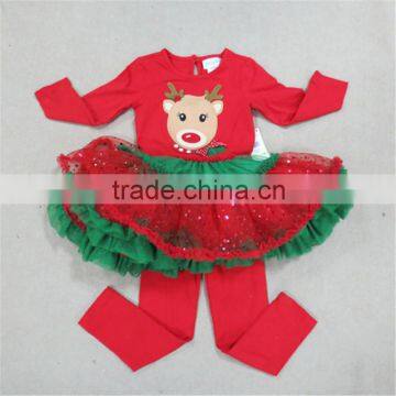 wholesale boutique girls christmas ruffles set children fashion clothing outfits