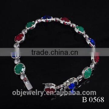 2015 Brass jewelry colorful glass chain bracelet