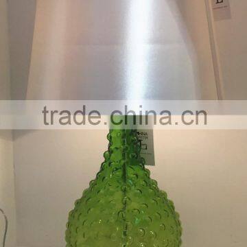 enery saving artistic design acrylic base green bubble glass desk lamp with sheeny silk lamp shade for home decor