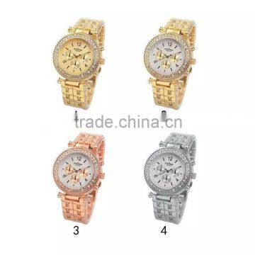 Geneva Rhinestone Diamond Metal Women Gold Wrist Watch photo-6
