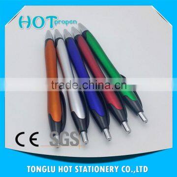 promotion click action plastic ball pen with black grip, spray paint barrel