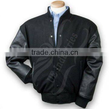 black wool/leather varsity jacket