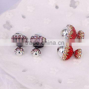 Charm Resin Druzy Stud Earrings, Crystal Rhinestone Paved Ball Shape Gem Earrings photo-3