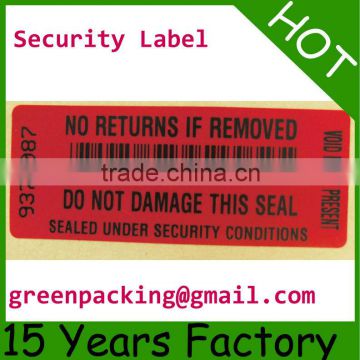 tamper evident security label