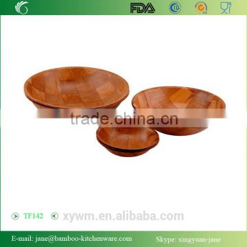 Round Woven Wood and bamboo Snack salad Bowls Set of 10