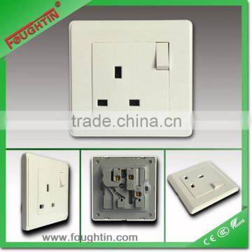 UK SOCKET PC PLATE 13A 250V 1 GANG SINGLE POLE SWITCH SOCKET WHITE COLOR