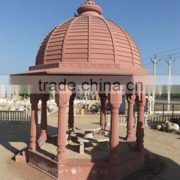 Red Stone Carved Gazebo