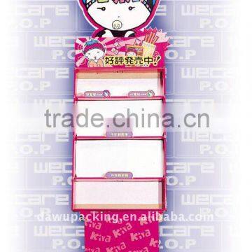 3 tiers of cardboard floor display rack for Fries promotion in supermarket
