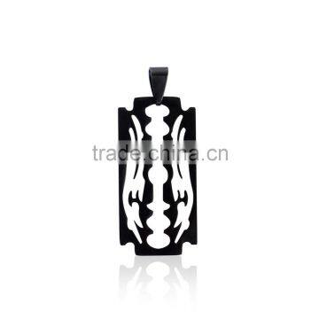 Unique design Men's 316L stainless steel black rectangle necklace pendant