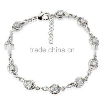 Classical 18k white gold plated bracelet musical note jewelry inlaid precious gemstone for party