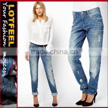 Slim Boyfriend Jeans in Rip & Repair Vintage Wash for women (LOTX151)