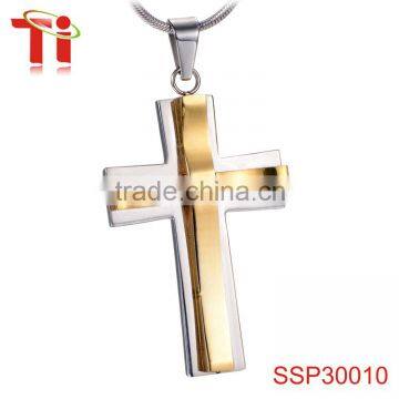 2017 trending products 316L stainless steel jewelry gold plating corss zircon inlay necklace pendant