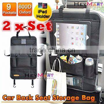 Gray Thick Auto Car Seat Back Tidy Organizer Holder Travel Storage Bag Hanger