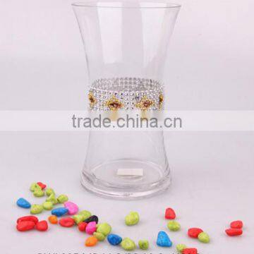 glass vase with diamond leather coating
