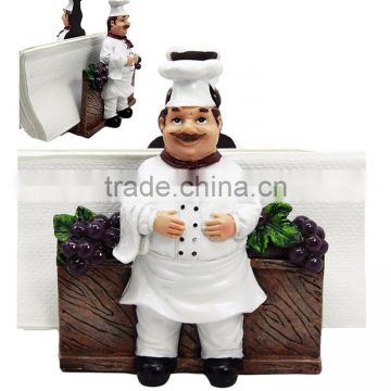 Personalized Handmade Painted Decorative Poly Resin Chef Napkin Holder Figurine