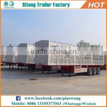 3 Axle 40 Ton 60 Ton High Drop Side Board Cattle Gated Stake Steel Cage Cargo Fence Semi Trailer for Sale photo-3