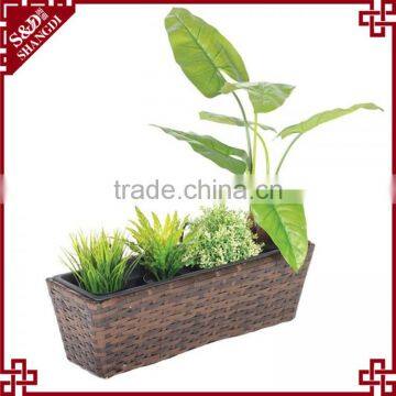 Wall mounted long flower pot plastic rattan rectangular planter box