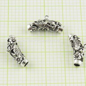 Long Curbe Tube Silver Spacer Tube Beads With Fish Pattern photo-2