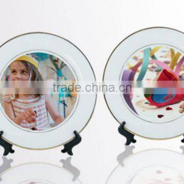 Sublimation Blank Double Gloden Rim Ceramic Plate For Heat Transfer Printing