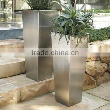 FO-9010 tapered square stainless steel plant pots