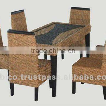 9 Pcs of Dining Room Wood and Natural Rattan/ 2012 Kitchen Furniture New Designs / 2012 Modern Style Dining Table Set