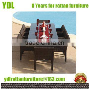 Youdeli Barcelona Rectangular Brown Rattan Garden Furniture Table and 8 Chairs Dining Set