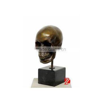 Bronze Skull Bust Sculpture Desk Decor