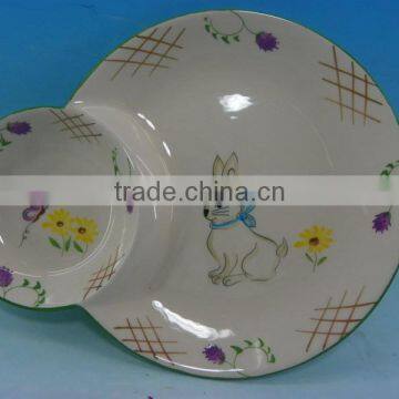 Round Easter Bunny Ceramic Cake Plate